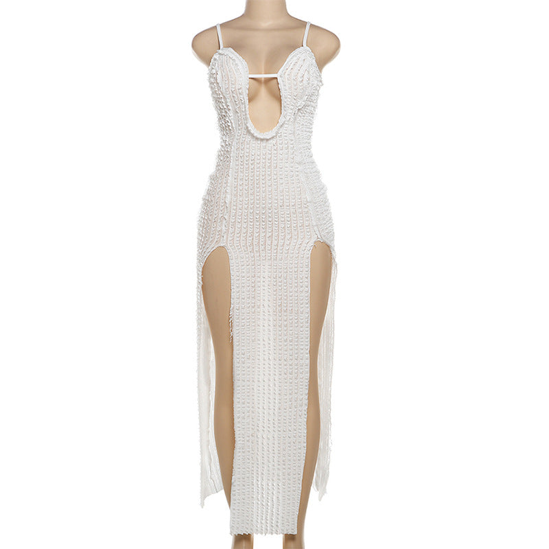 Women Summer sexy slit suspender dress 6