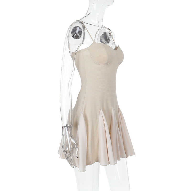 Women summer sexy French patchwork strap dress 7