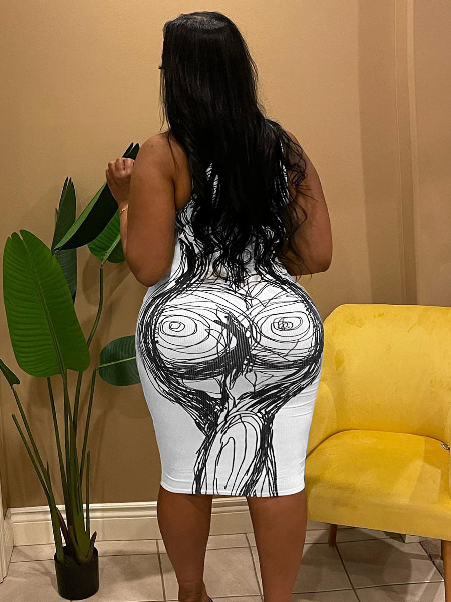 Summer Elements Positioning Print Plus Size Dress