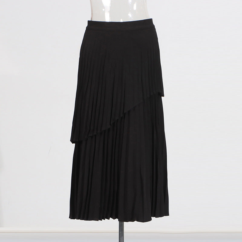 Off-Shoulder Strap Top High-Waist Pleated Skirt Two Piece Set 7
