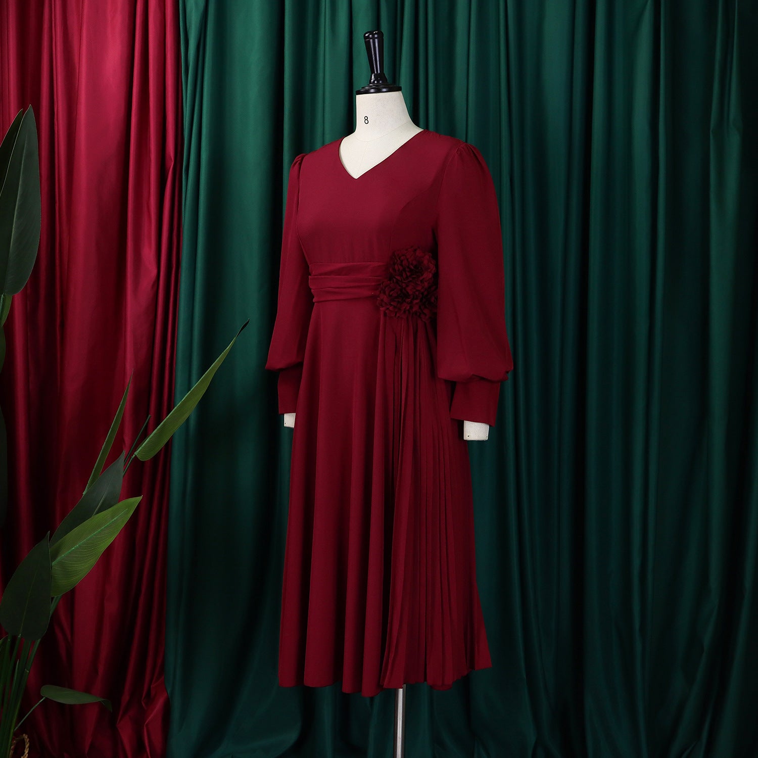 Plus Size Spring Elegant Solid Dress for Women 26