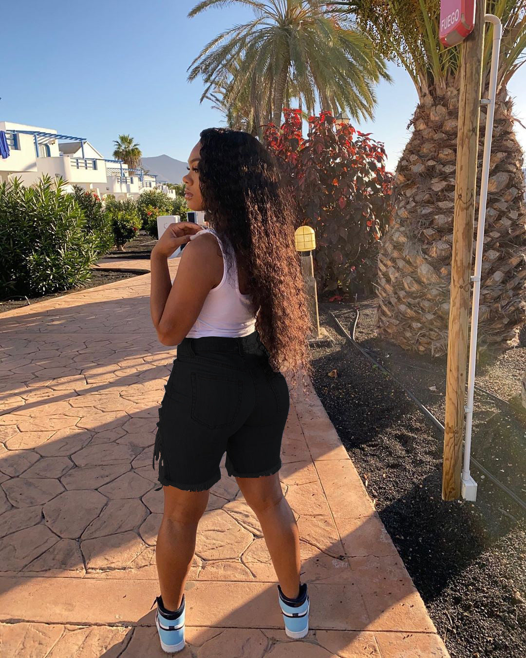 Women Spring and Summer Ripped Denim Shorts 7