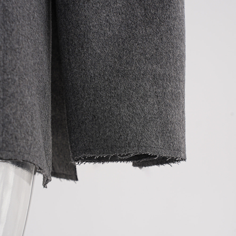 Women Winter Loose Oblique Button Placket Irregular Blazer 9