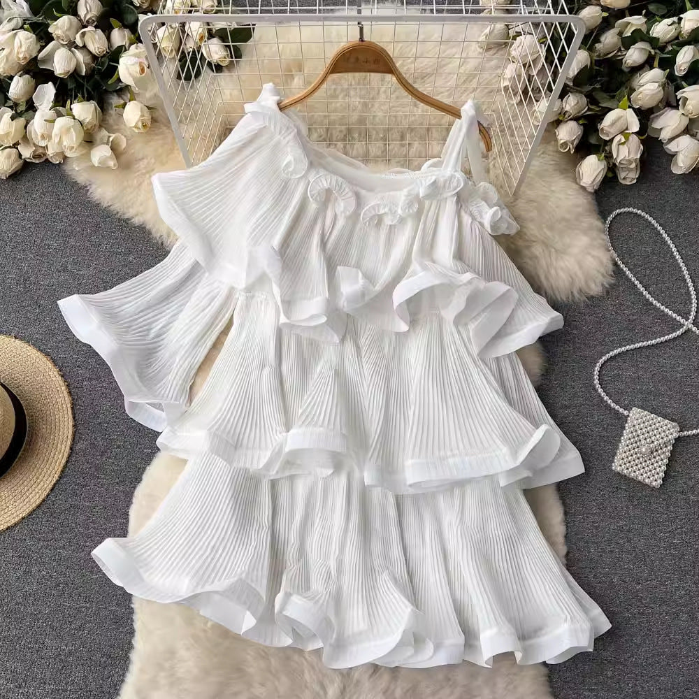 Layered Ruffle Bell-Sleeve Chiffon Blouse Trendy Loose Top 3