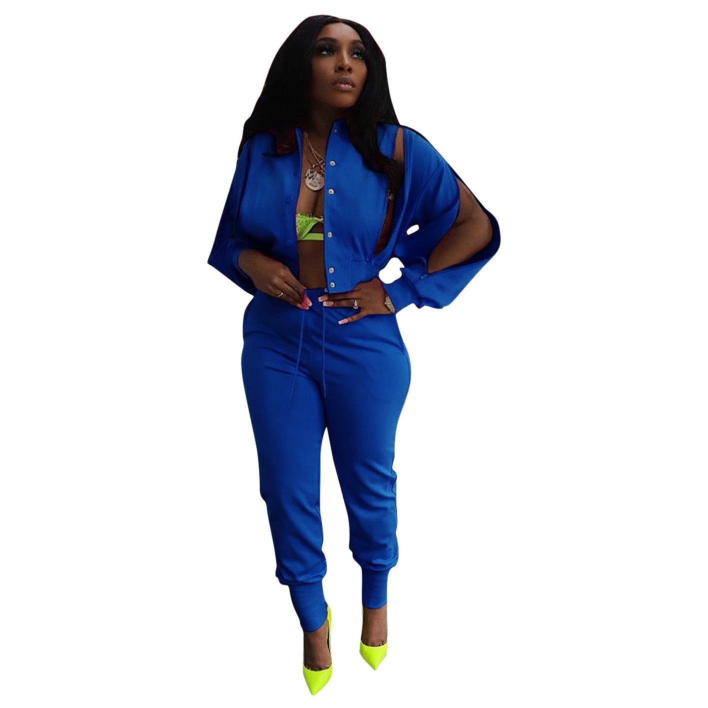 Women sports zipper jacket and Pant two-piece set 17