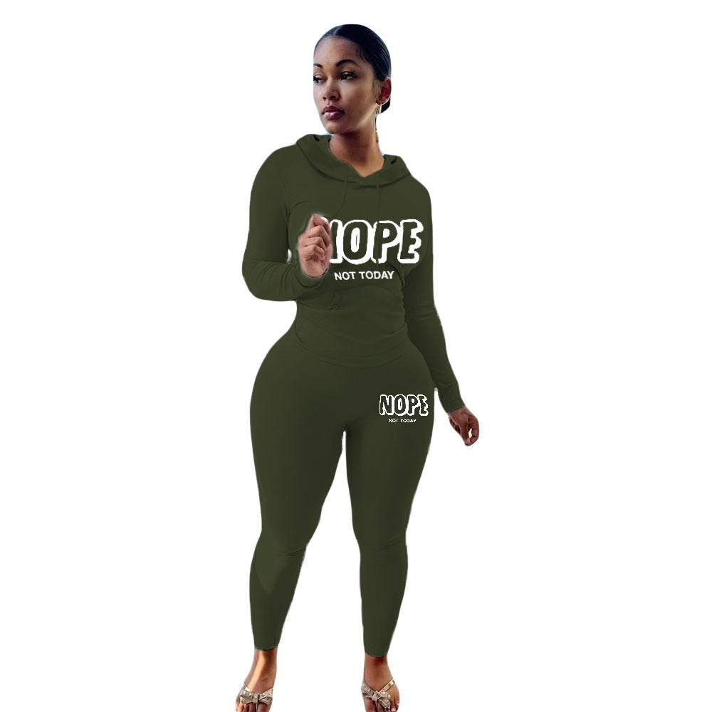 Plus Size Women's Sexy Fashion Printed Sports Two-Piece Pants Set 14