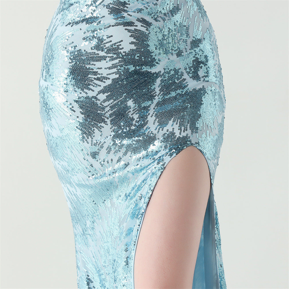 Women cross Lace-Up fishtail evening dress Formal Party evening dress 49