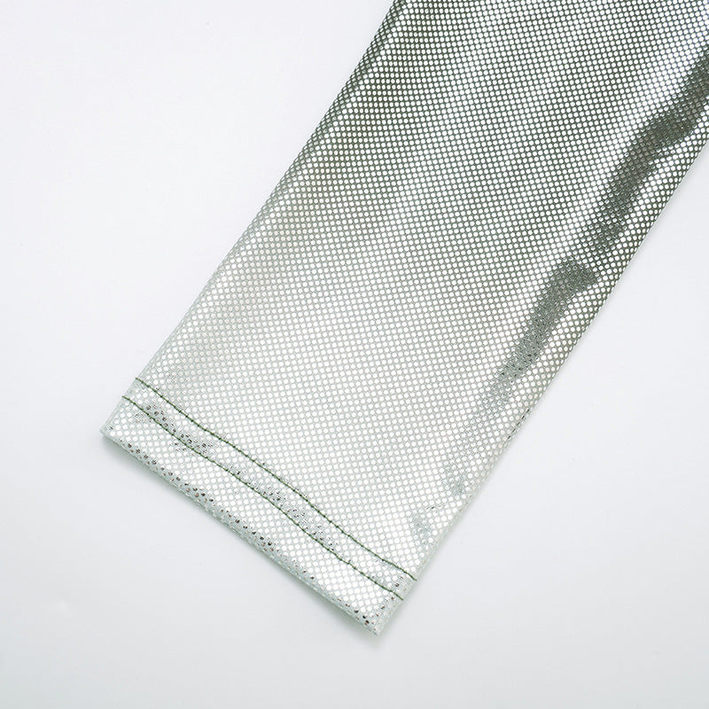 Women Glossy V-Neck Slit Ribbon Dress 13