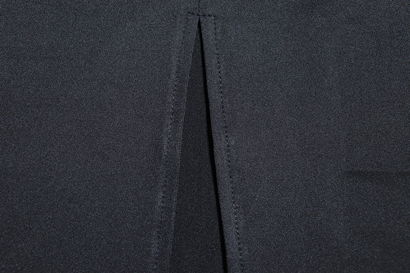 Fashionable Round Neck Solid Color Bell Bottom Sleeve Slit Slit Midi Dress 19