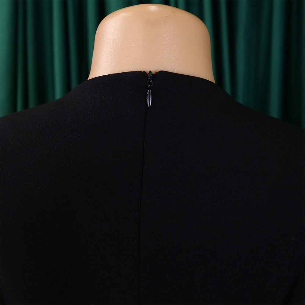 Africa Plus Size Women's Fashion Chic COLorblock Lace-Up Pleated Elegant Dress 19