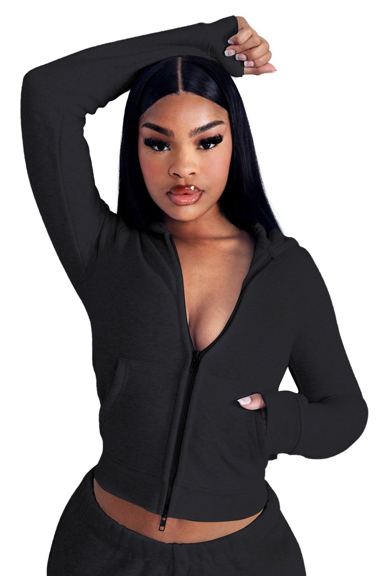 Women Elegant Hooded Top and PantTwo Piece Set 8