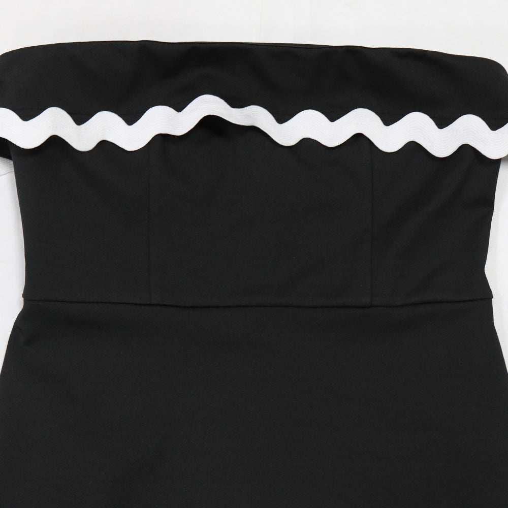 Women Fashion Strapless Slim Bodycon Evening Dress 9