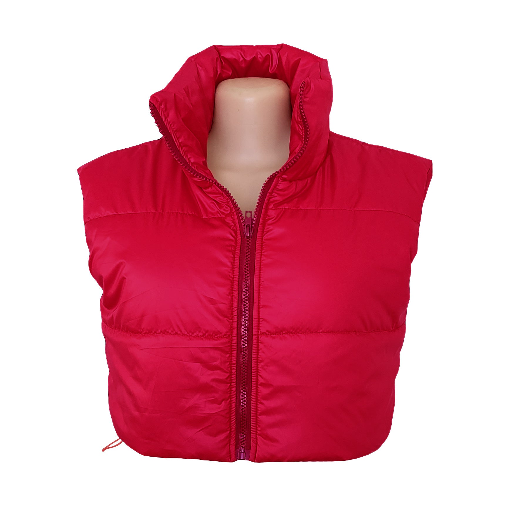 Women Solid Turn Down Collar Padded Vest 21