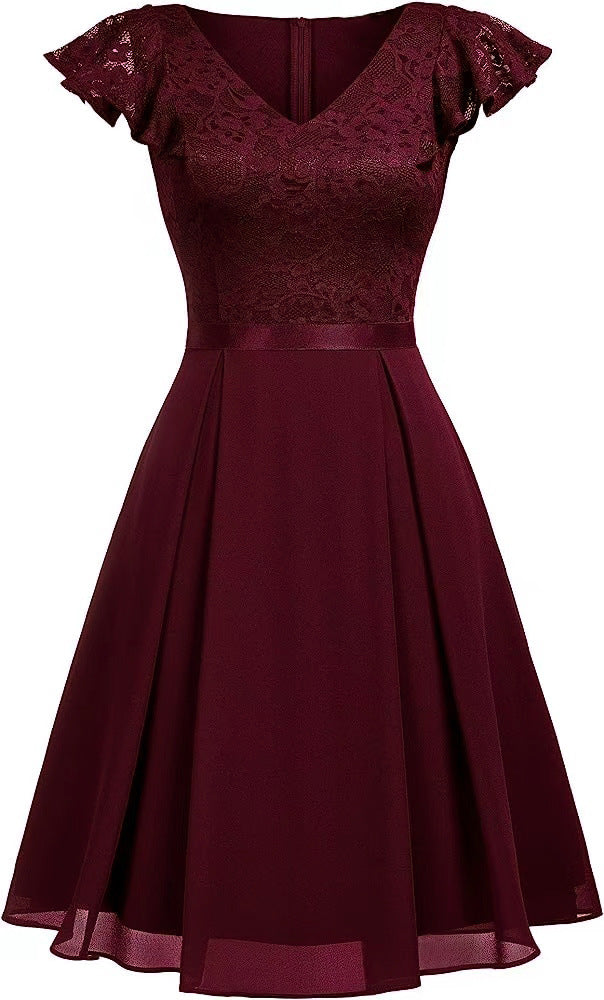 Women Lace Cutout Chiffon Dress 15