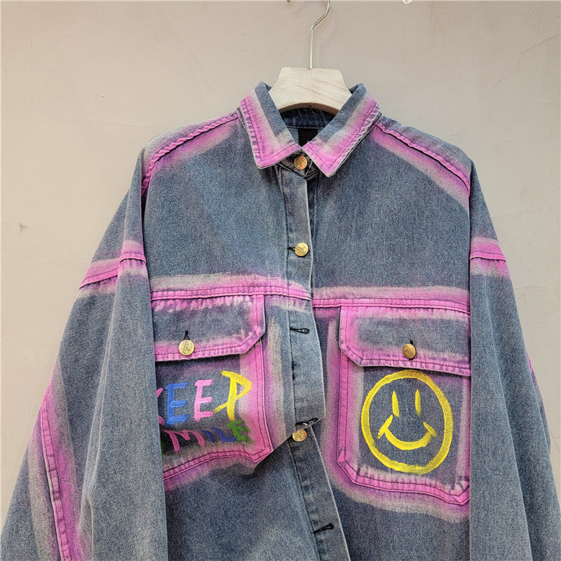 Spring Fashion Print Loose Denim Shirt 6