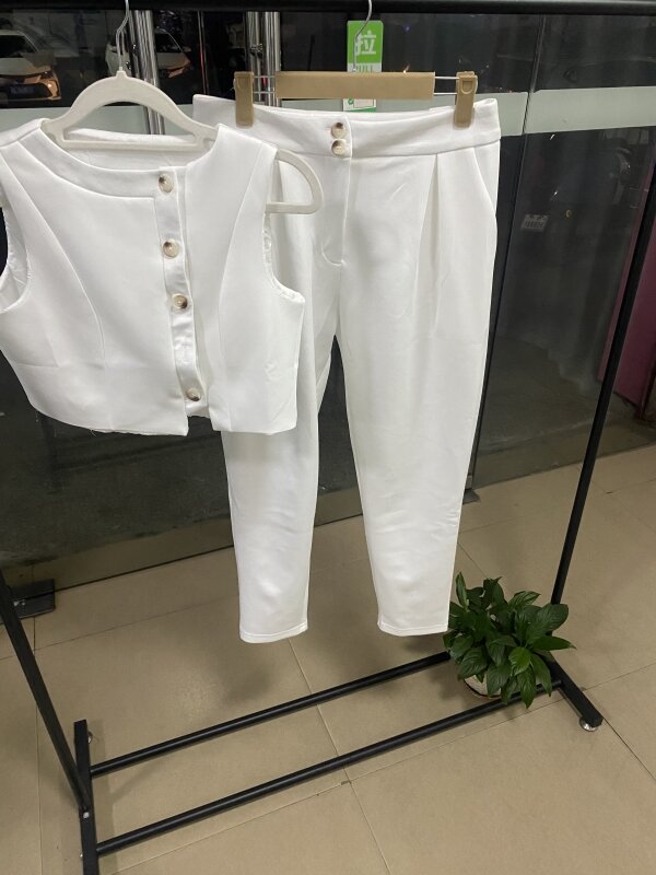 Women's Spring And Summer Fashionable Sleeveless Cropped Vest High Waist Pants Women's Two-Piece Set 13