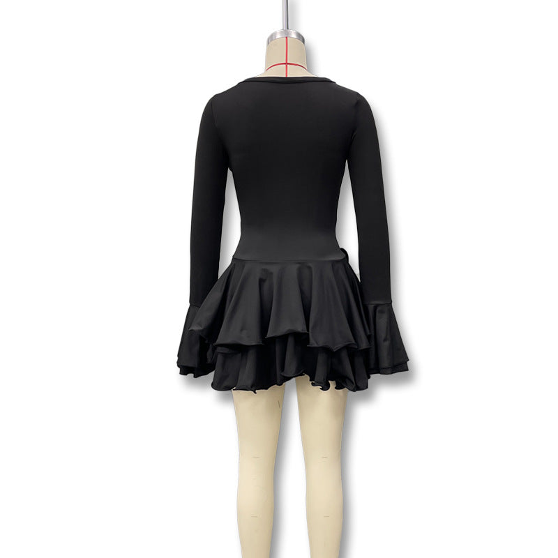 Summer Sexy Single-Button Bell Sleeve Slim Waist Mini Dress 19