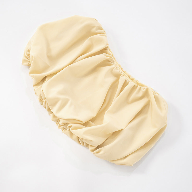 Women's Summer Solid Color Sexy Low Back Halter Neck Crop Top Sexy Short Skirt Set 15