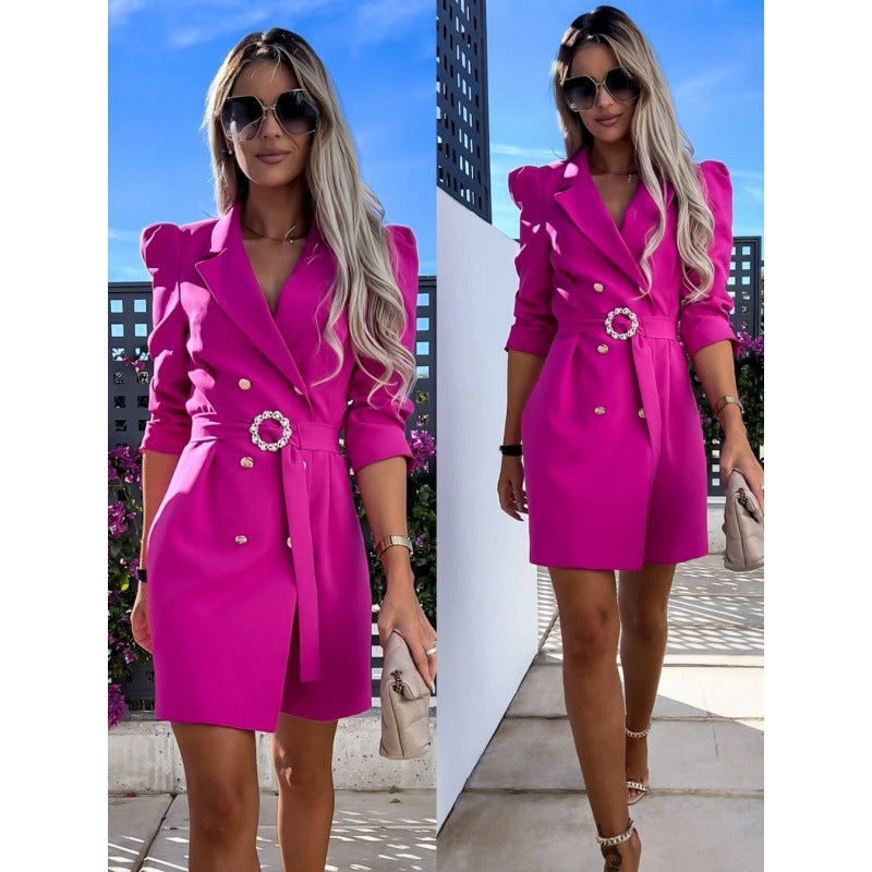Women suit dress with belt 11
