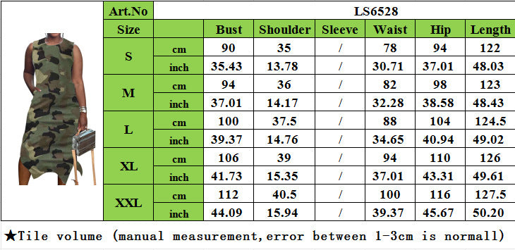 Women spring and summer camouflage print slit dress 7