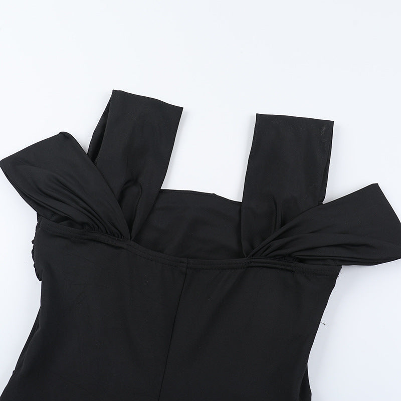 Women suspender sexy slit dress 19