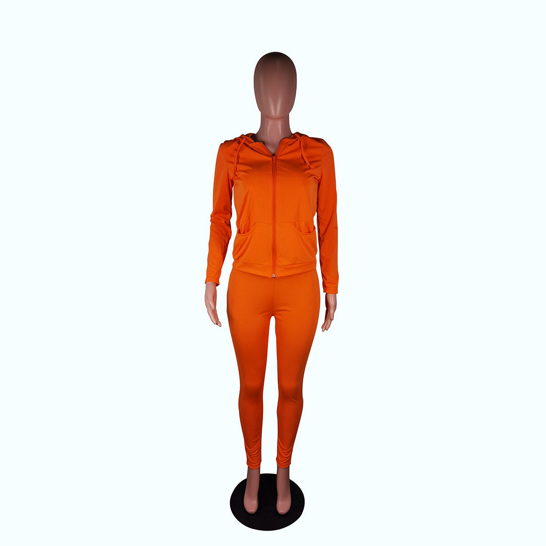 Women's Autumn Style Hat Pocket Zipper Fashion Casual Sport Two Piece Set 49