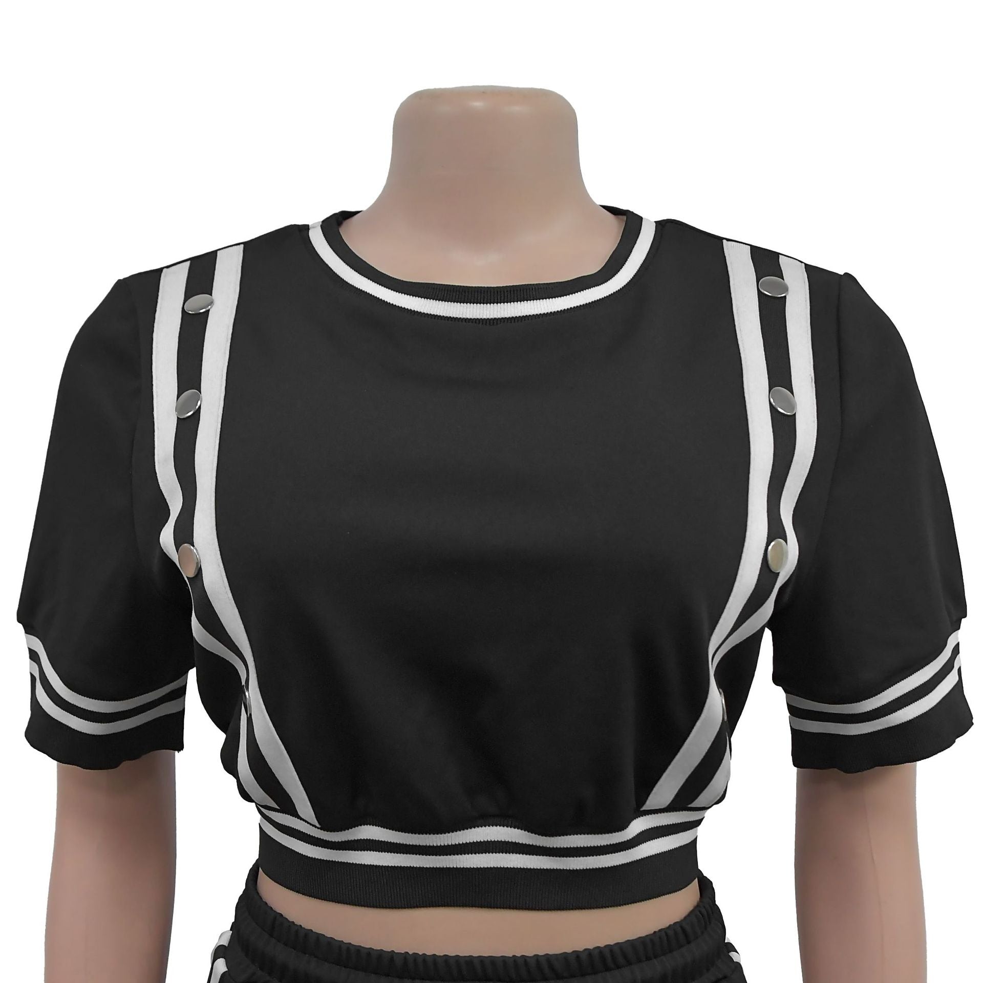 Spring Trendy Wide-Leg Loose Casual Trousers Short Sleeve Crop Top Two-Piece Set 8