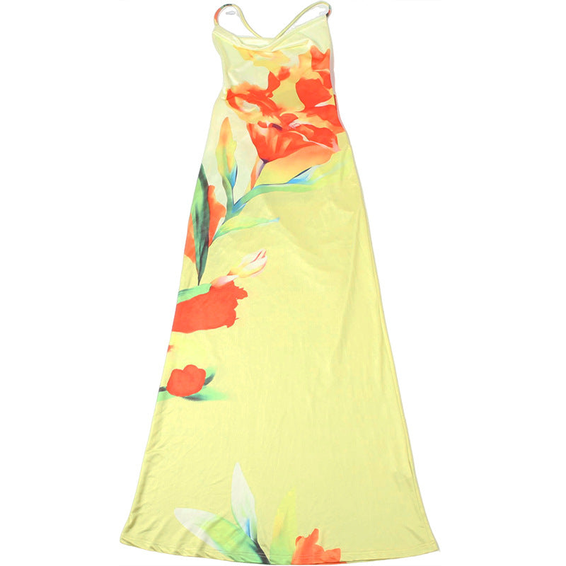 Women's Summer Fashion Print Sleeveless Low-Back Long Dress 10