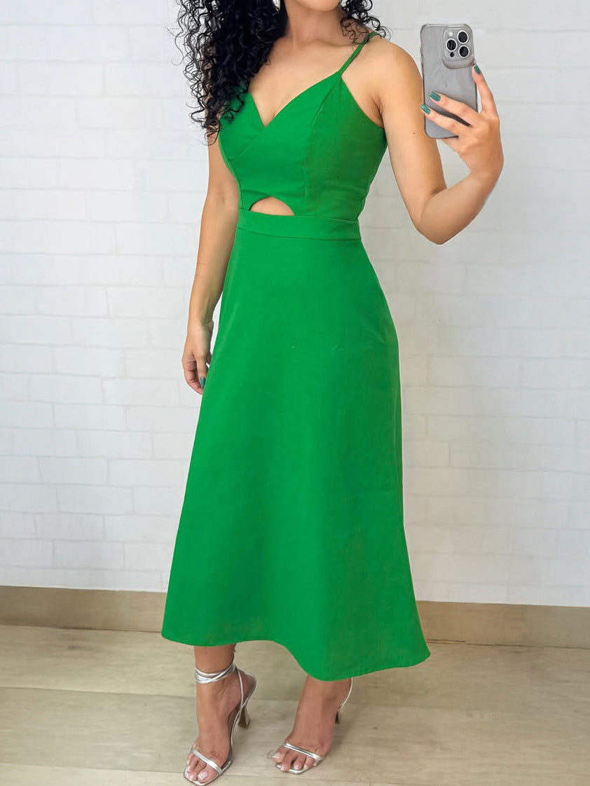 Women's Solid Color Hollow-out Sleeveless Casual Dress