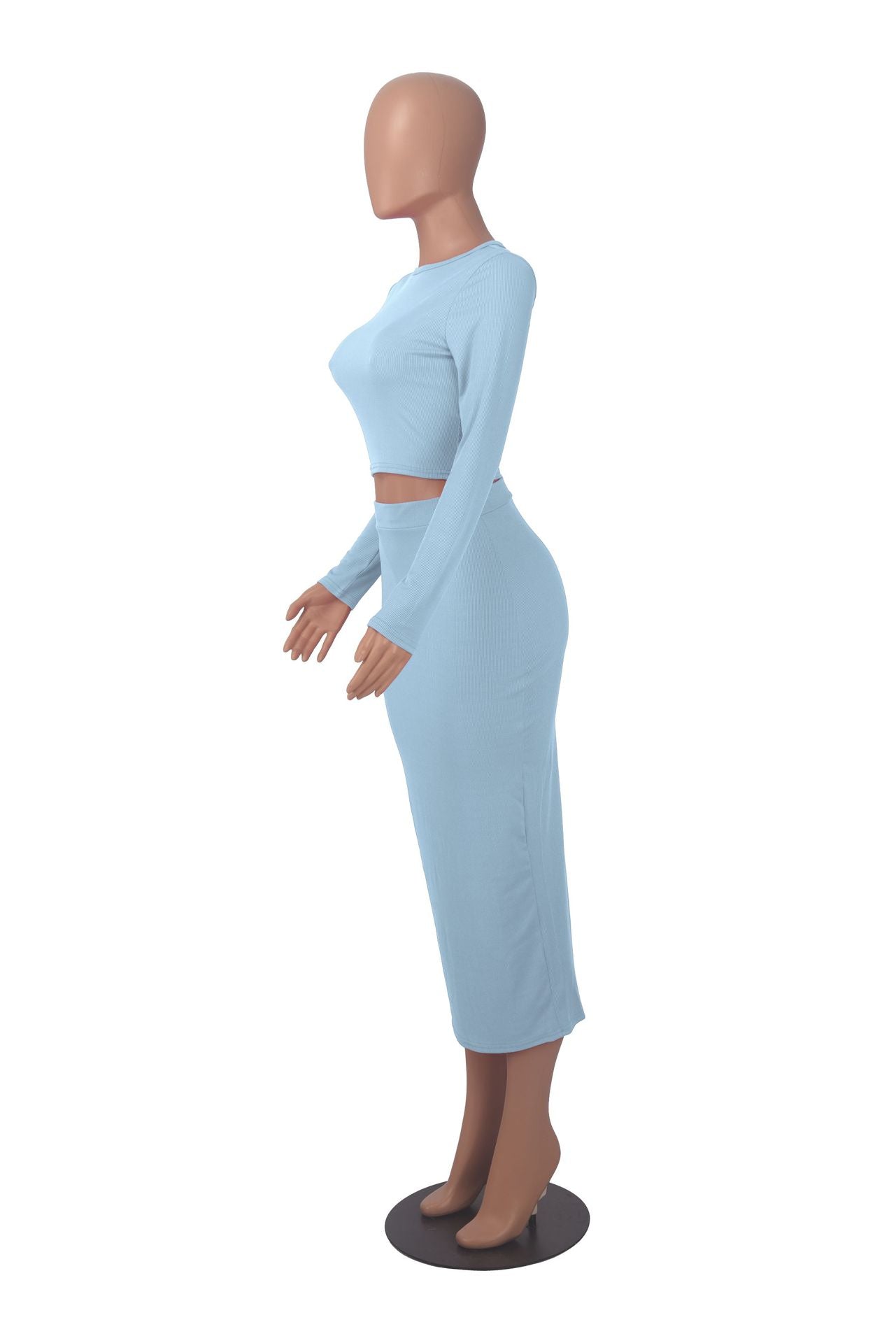 Women Long Sleeve Top and Bodycon Skirt Two Piece Set 21