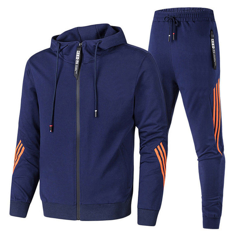 Trendy Zipper Hoodies Sweatpants Two Piece Set Men's Sports Tracksuit 8