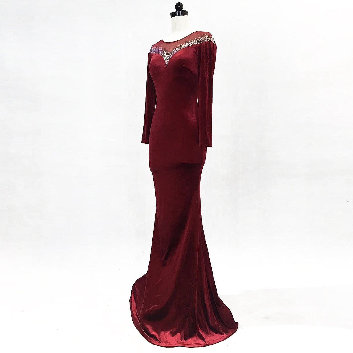 velvet Formal Party Evening Dress Winter Long Sleeve Corporate Annual Meeting Long Fishtail Party Dress 21