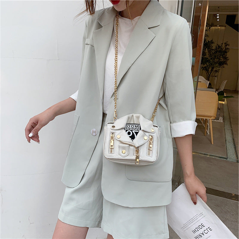 Women Uniform Bag Turndown Collar Jacket Style Bag 9