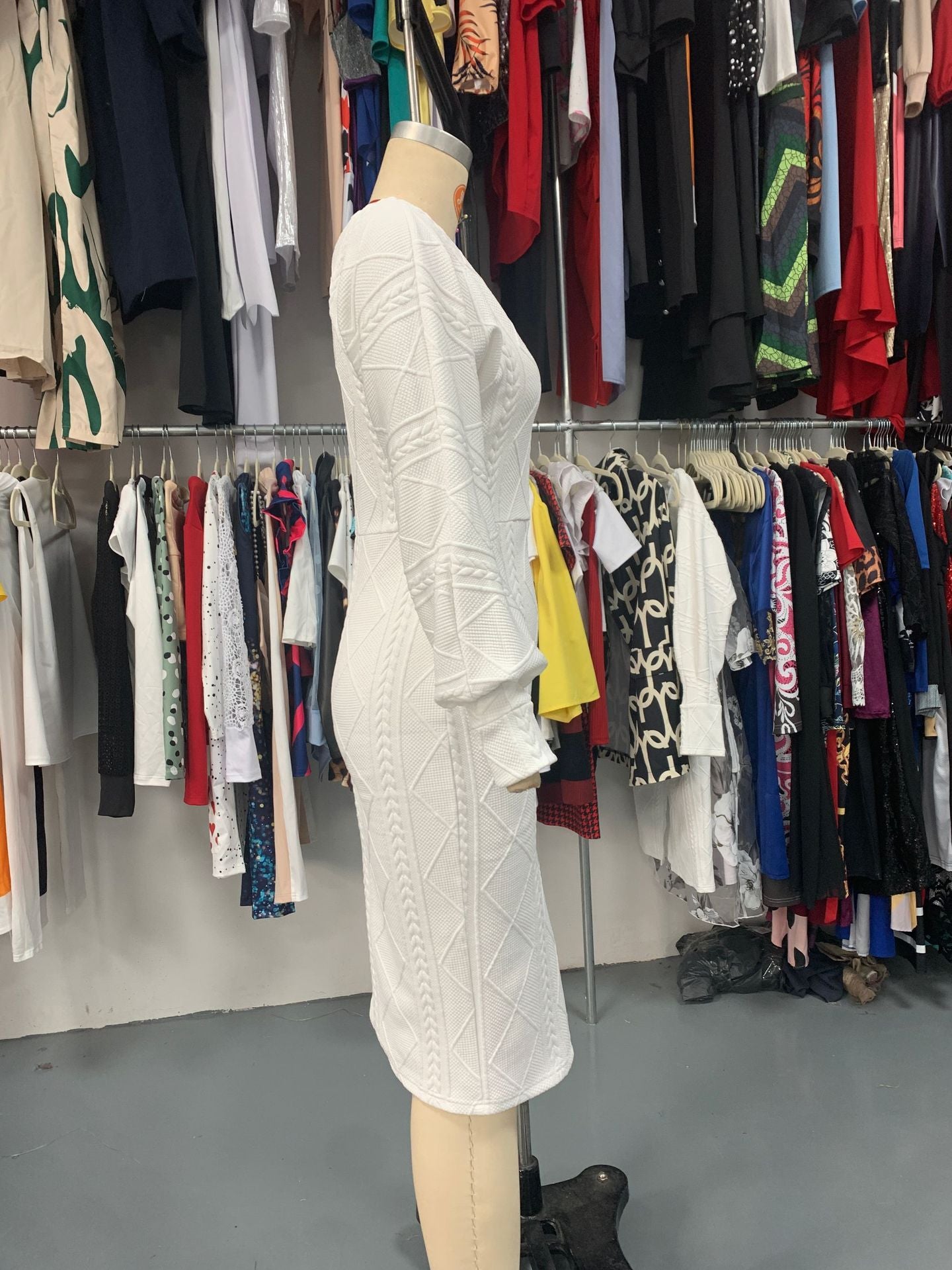 Women Winter One-shoulder Lantern Sleeve Solid Bodycon Dress Sexy Lingerie 7