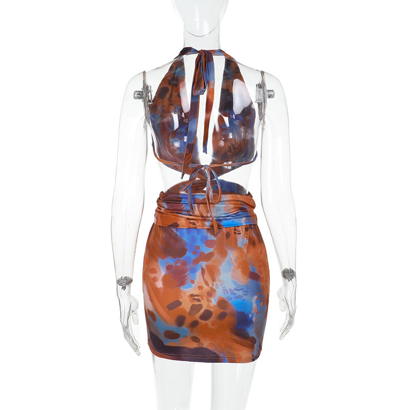 Summer Deep V Hollow Slim Halter Neck Bodycon Short Dress 7