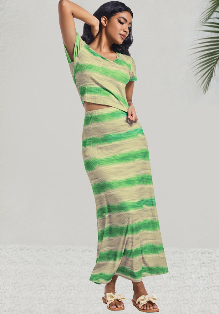 Elegant Holiday Casual Short-Sleeve Top & Pencil Skirt Set