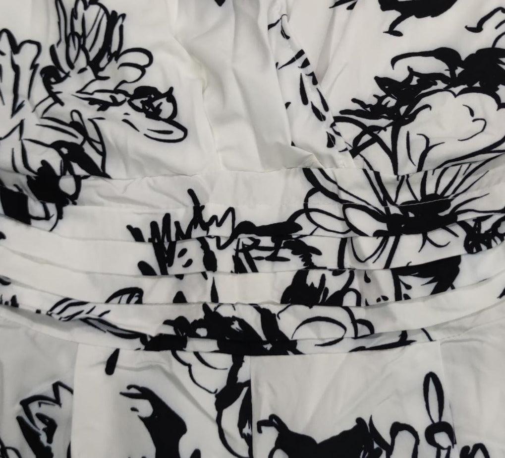 Summer Women's Fashionable And Elegant Print Bat Sleeves Slim Waist V-Neck Jumpsuit 17