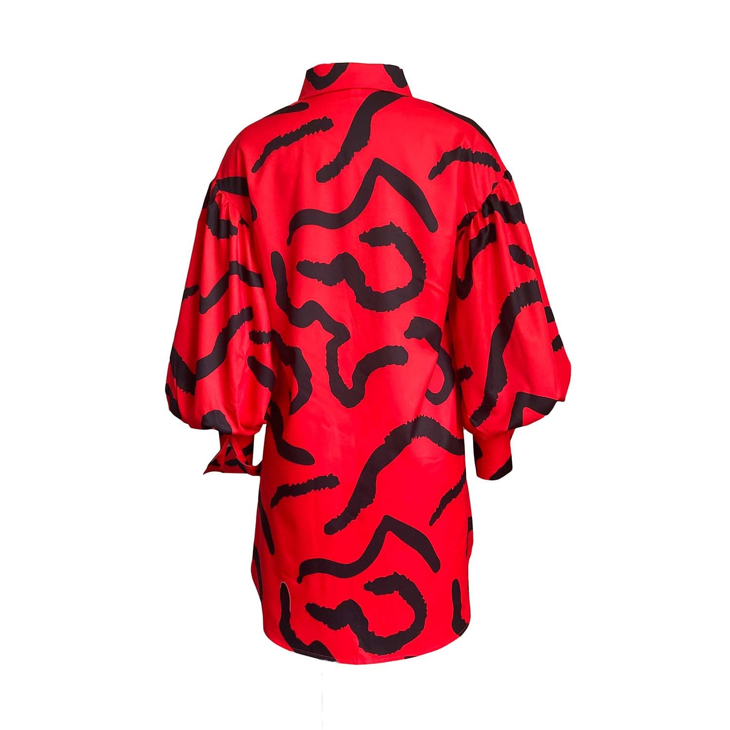 Women's Chic Loose Printed Fashion Shirt Dress 11