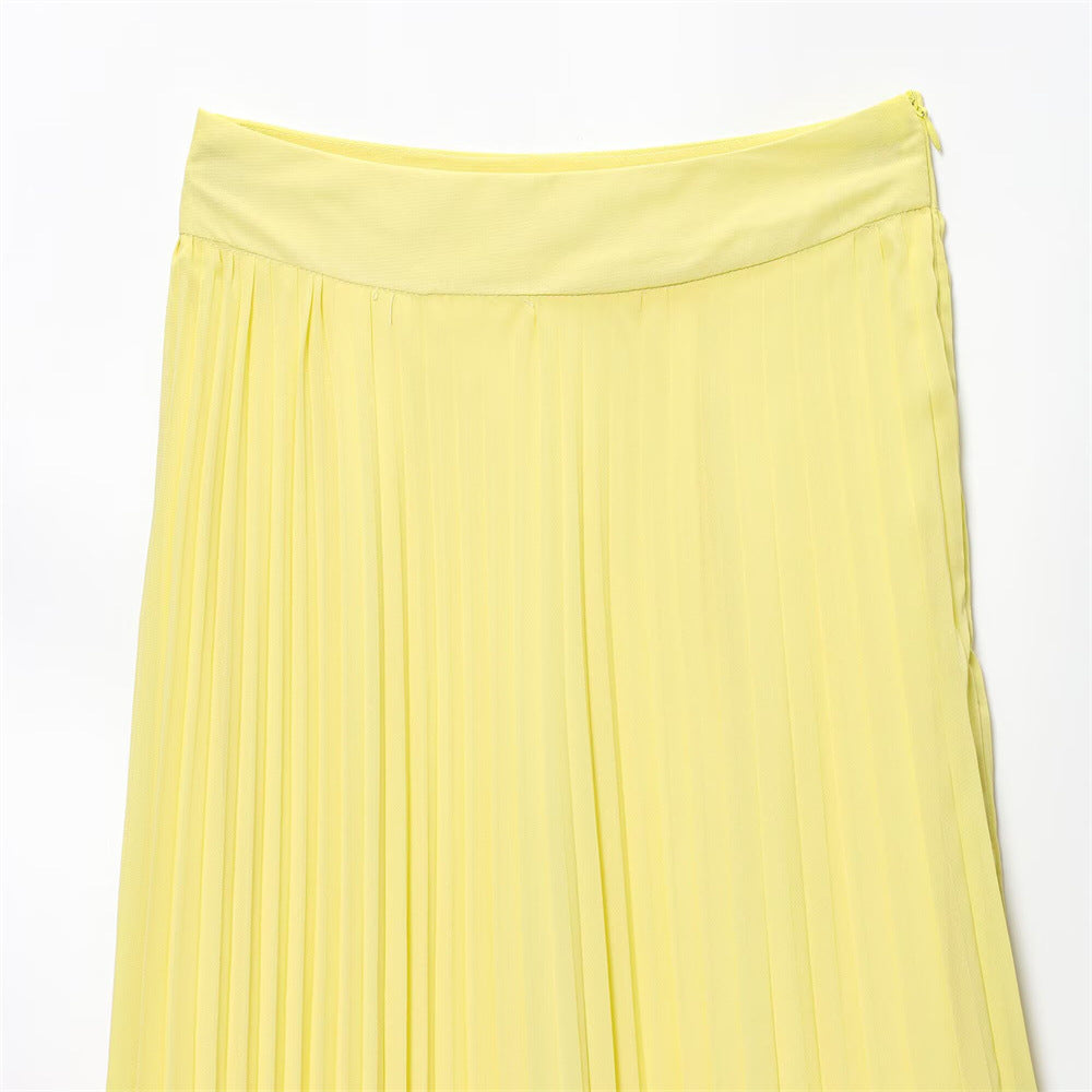 Women summer sleeveless strapless top pleated skirt two-piece set 18