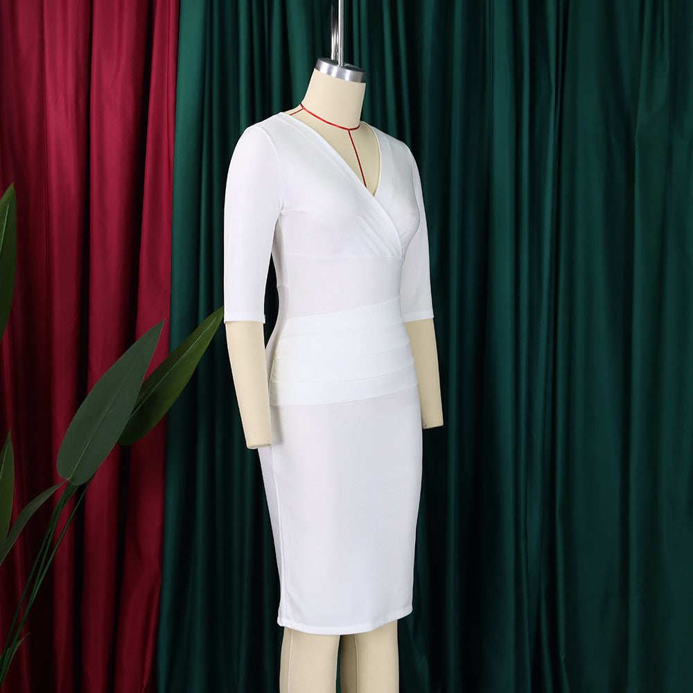 Women's V Neck Chic Bodycon OL Career Africa Plus Size Dress 14