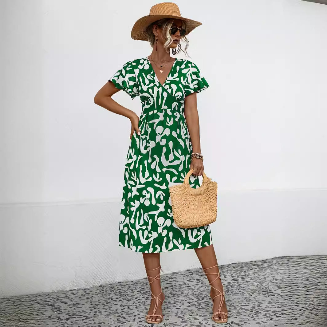 Women Spring Summer v-neck dress 5