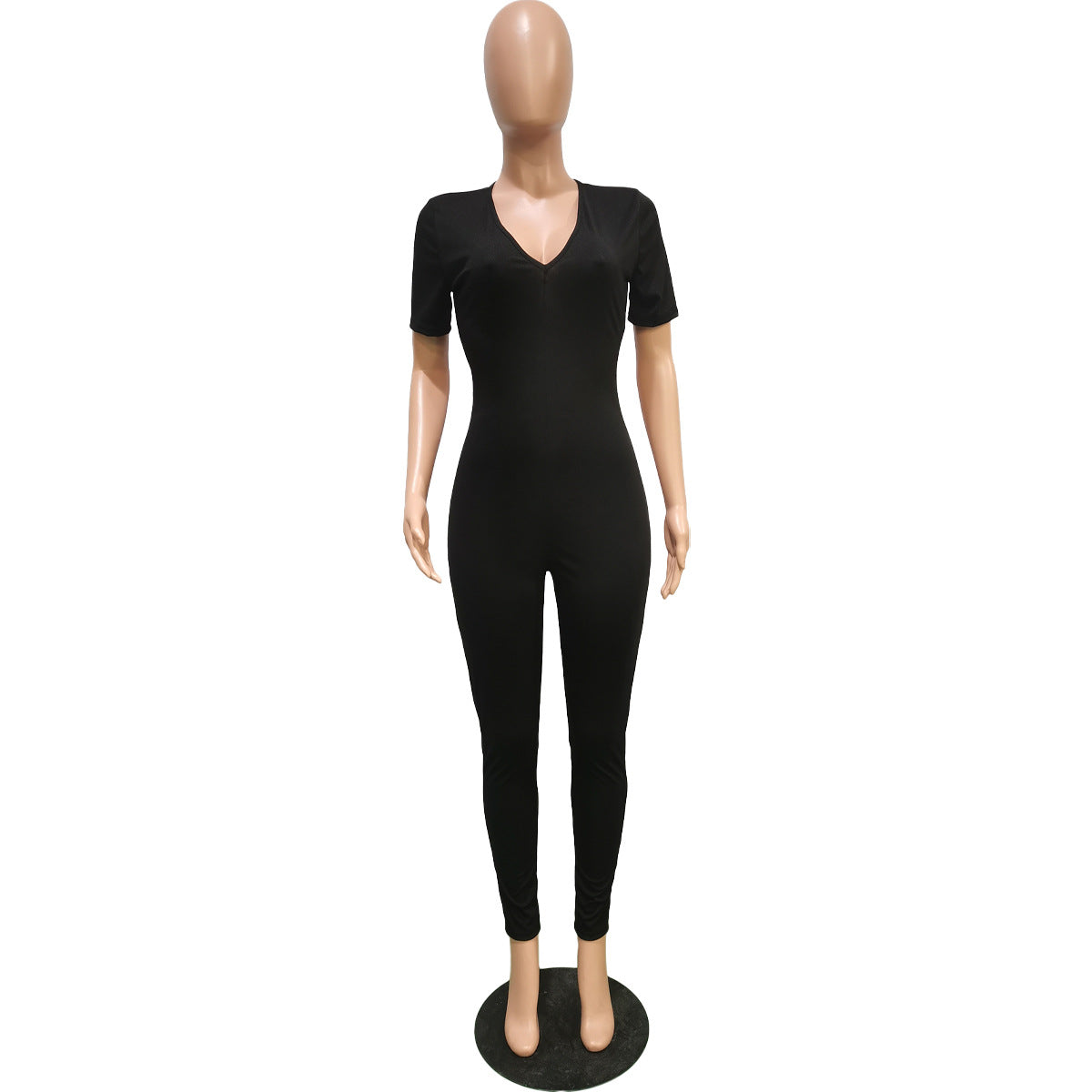 Women's Spring/Summer Back Drawstring Ruched Short Sleeve Jumpsuit 12