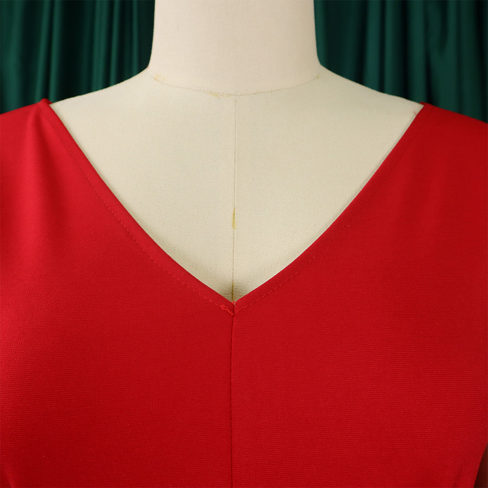 Plus Size African Women V-neck Top and Wide Leg Pants Two-piece Set 25