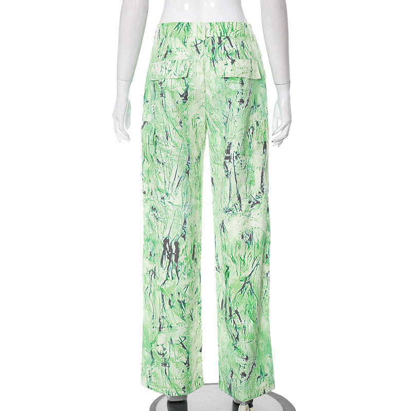 Women's Autumn And Winter Fashion Street Print Multi-Pocket Cargo Pants Casual Trousers 11