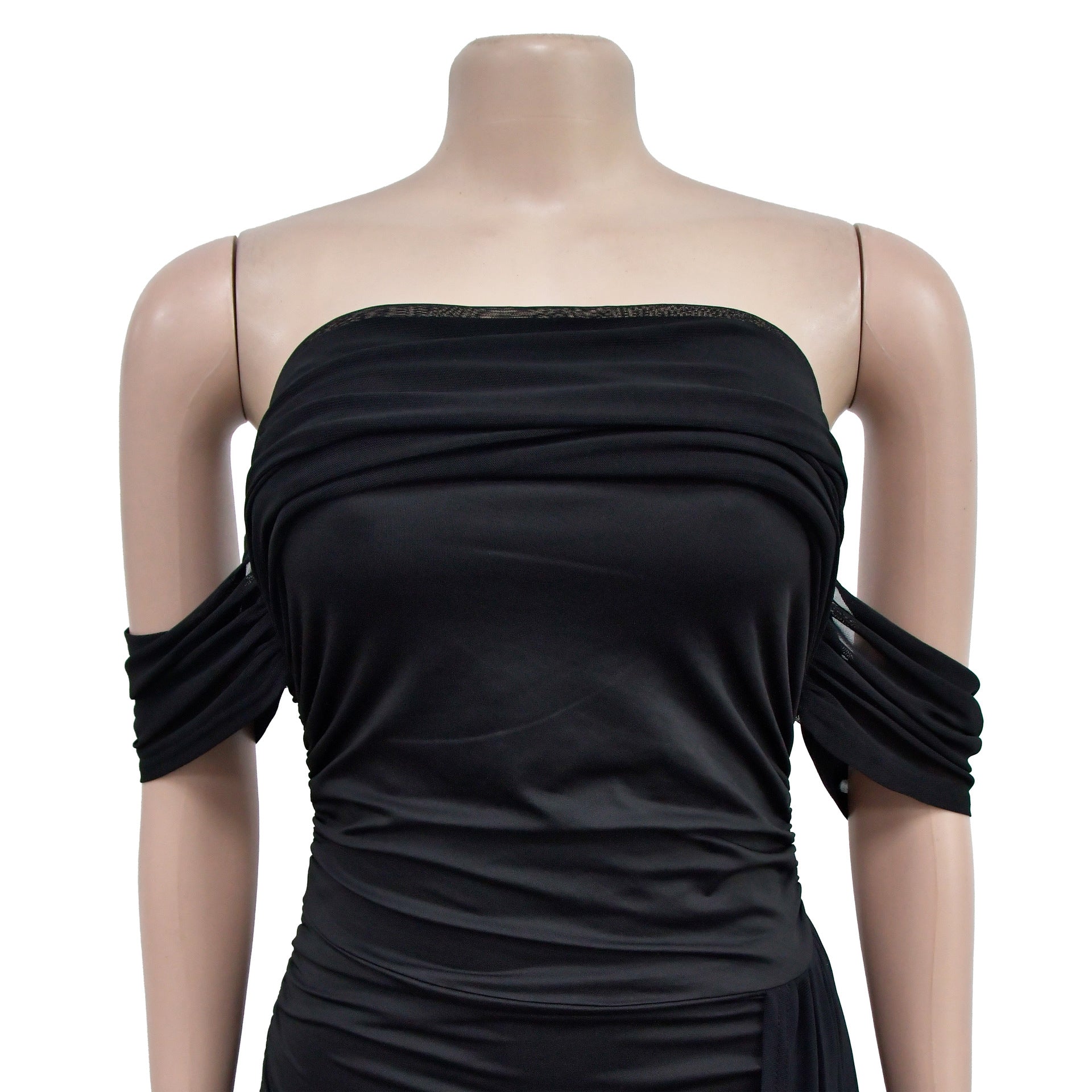 Fashion Women's Solid Color Sexy Mesh Low Back Dress 14