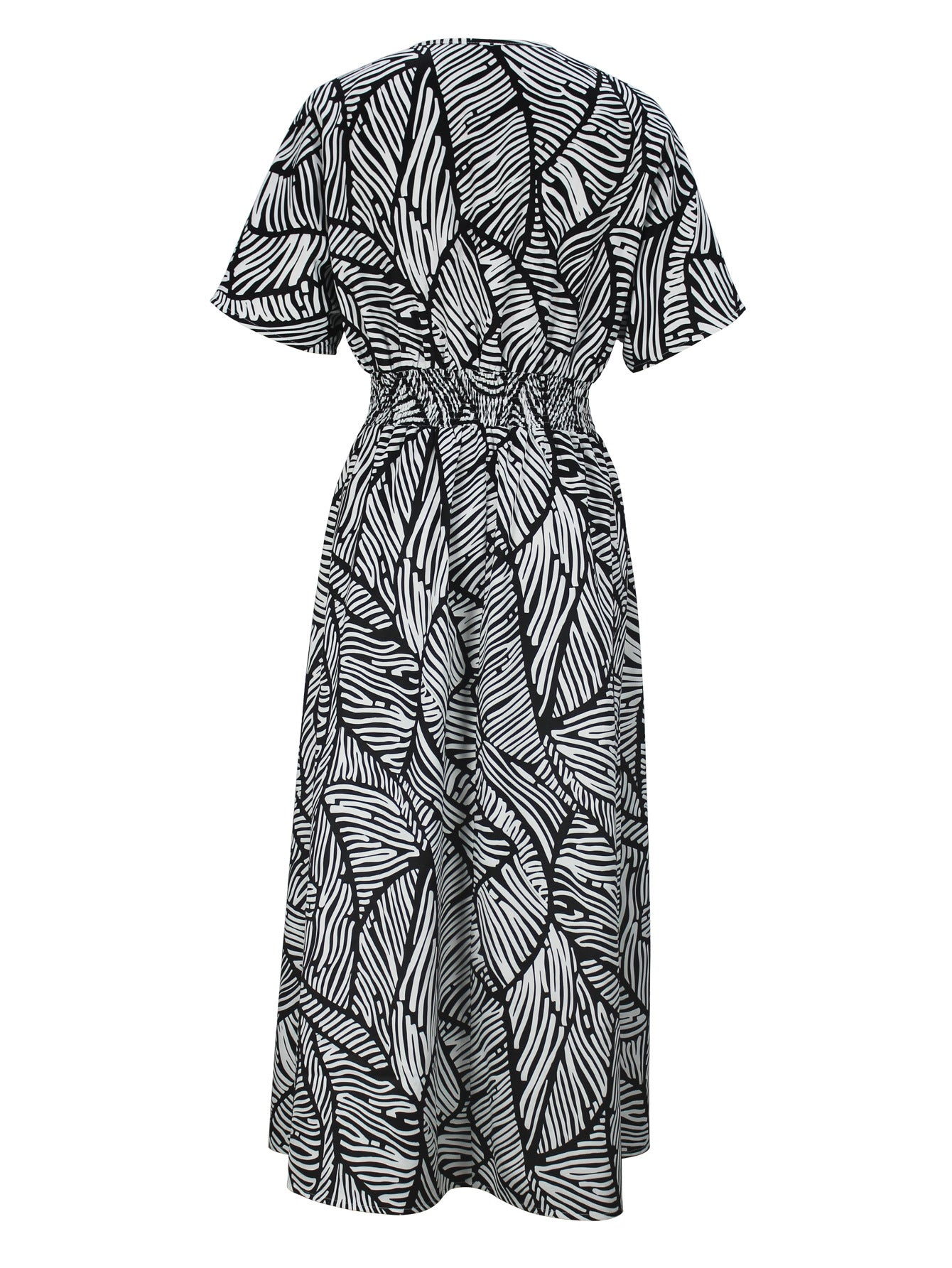 Fashionable V-Neck Black & White Contrast Dress Spring/Summer Women's Wear 8