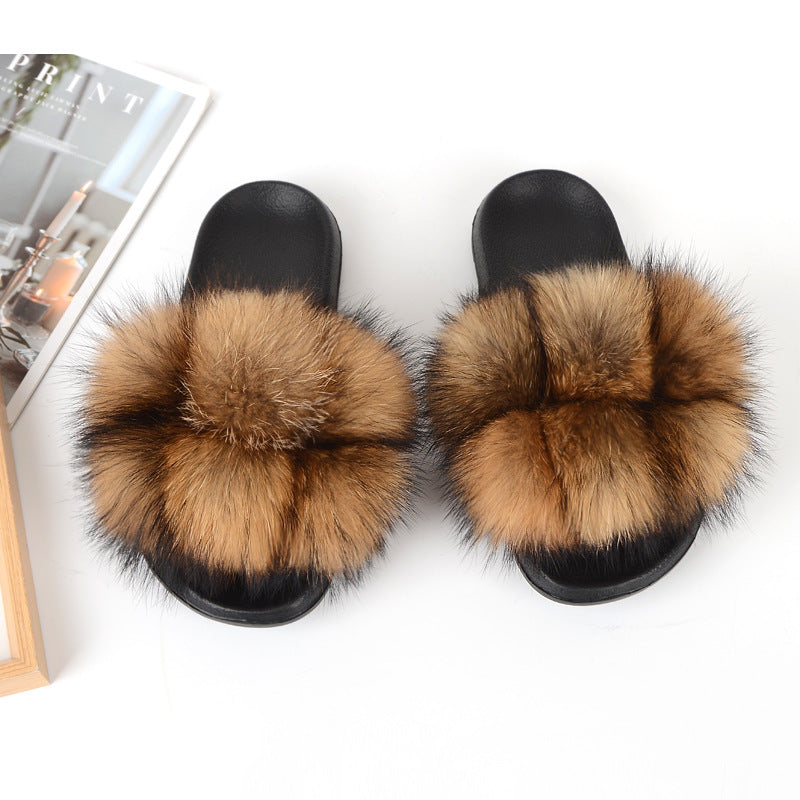 Women Multi-Color Furry Slippers 12