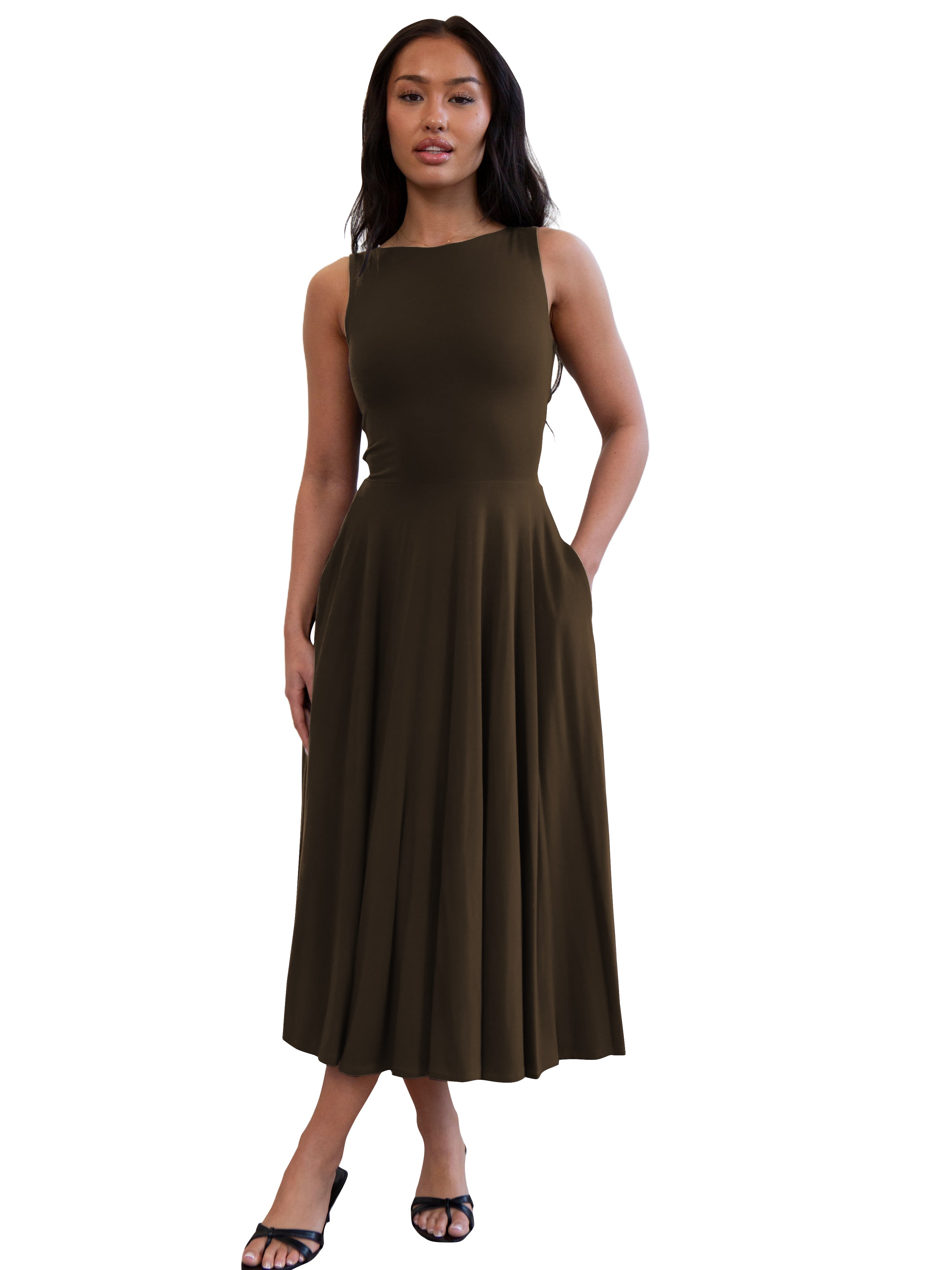 Women Solid Sleeveless Dress 17