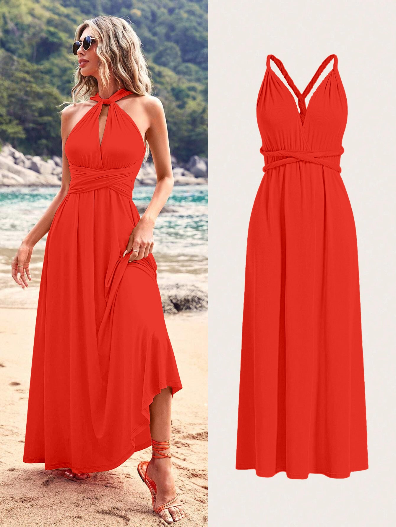 Women cross Lace-Up Backless sexy dress 4