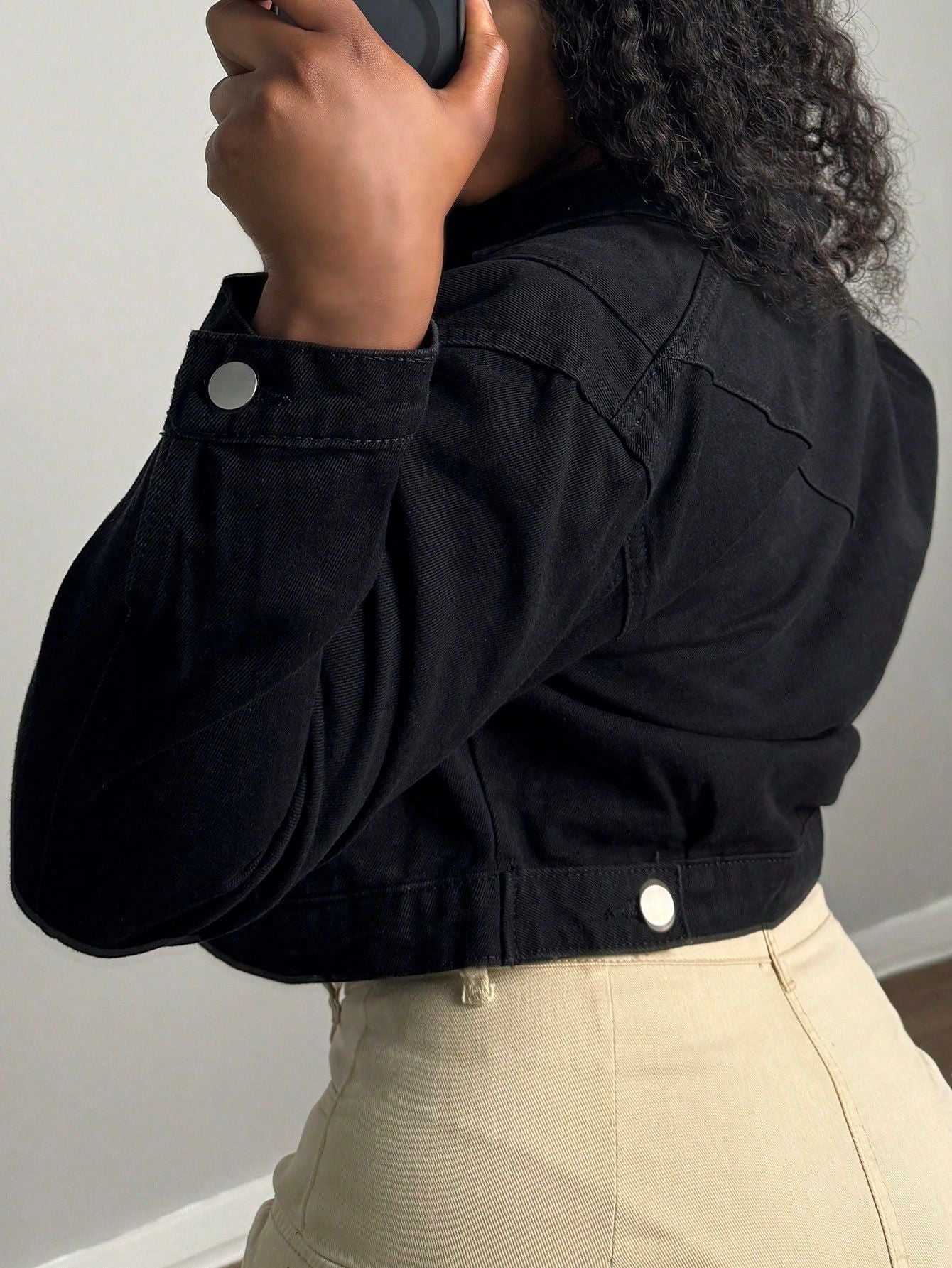 Women's Solid Button Sexy Denim Jacket